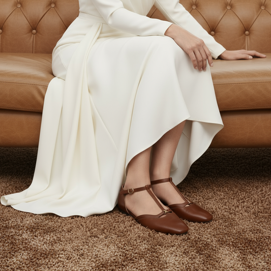 Lifestyle image for Caresse Mary-Jane Flat - Caramel