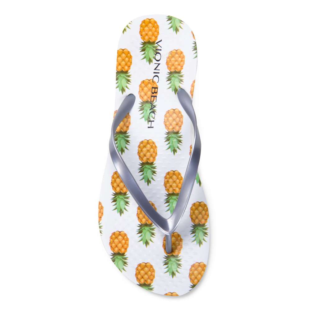 Noosa Print Toe Post Sandal - Silver Pineapple
