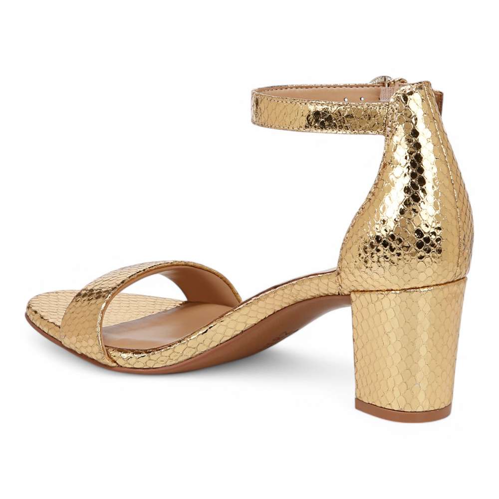 Vera Dress Sandal - Yellow Metallic Snake Print Leather