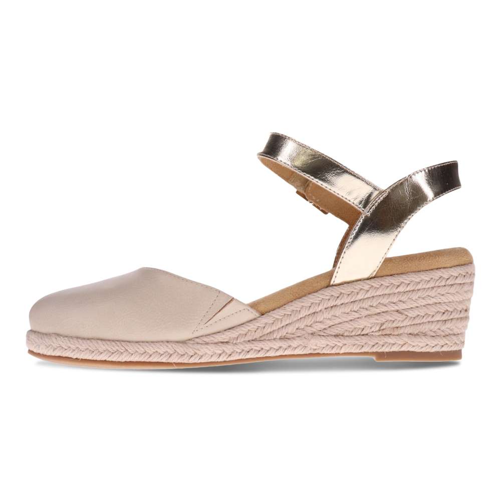 Mona Wedge - Beige/Soft Gold