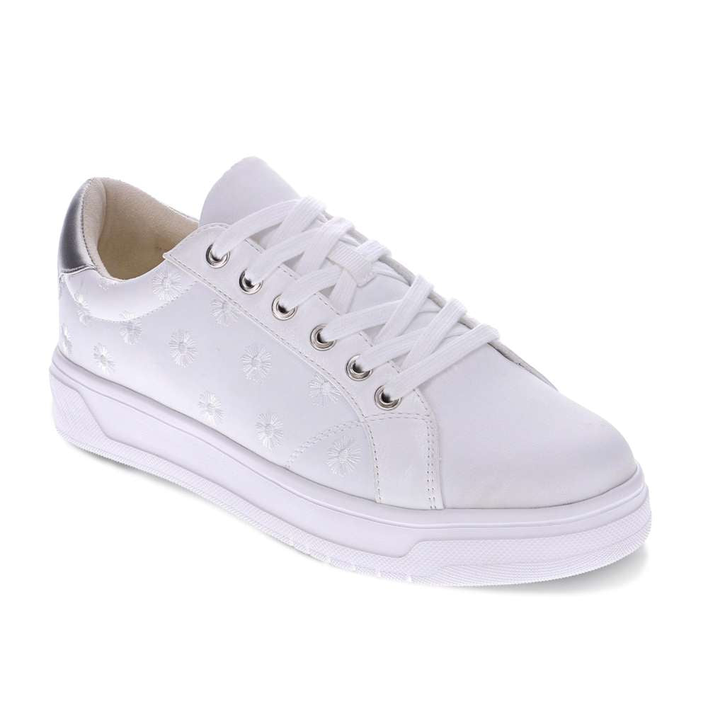 Paisley Floral Sneaker - White/Silver Patch