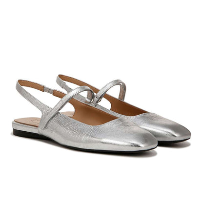 Connie Mary Jane Slingback Flat - Silver