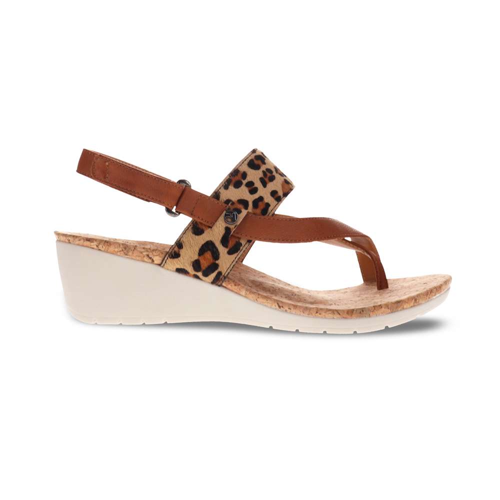 Honolulu Backstrap Wedge - Cognac/Leopard