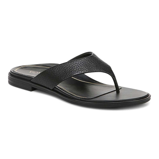 Agave Toe Post Sandal - Black Leather