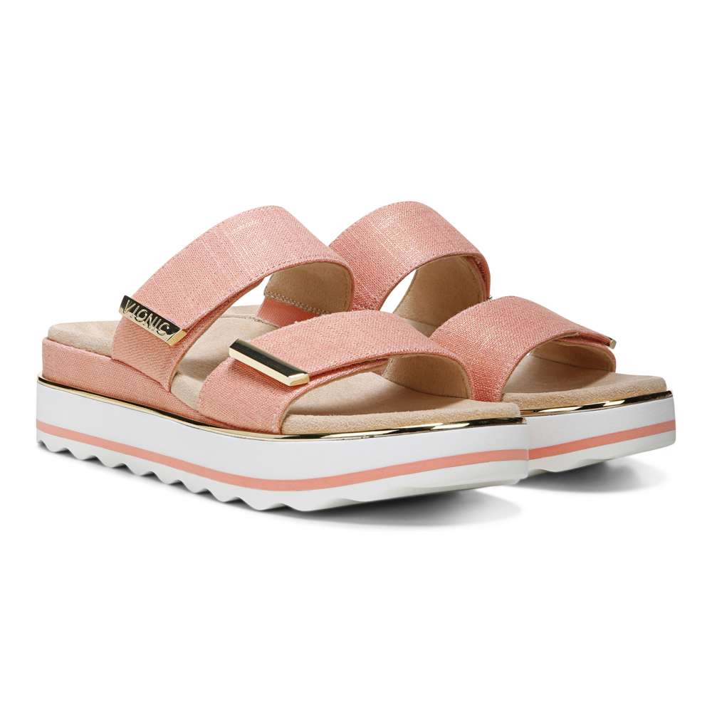 Brandie Flatform Slide Sandal - Papaya Linen