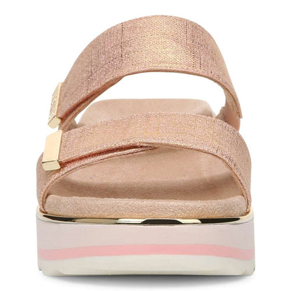 Brandie Flatform Slide Sandal - Roze Metallic