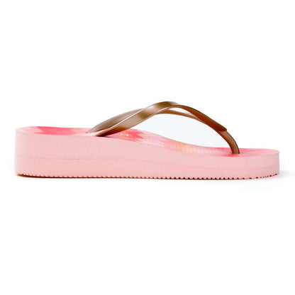 Coogee Wedge Toe Post Sandal - Pink Zig Zag
