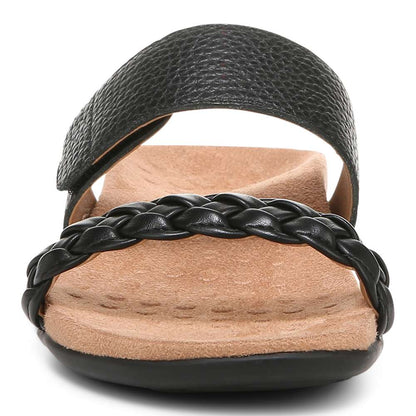 Jeanne Slide Sandal - Black Leather