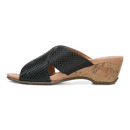 Leticia Wedge Sandal - Black Lizard