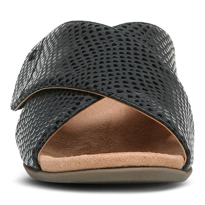 Leticia Wedge Sandal - Black Lizard