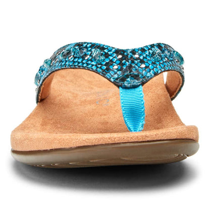 Lucia Toe Post Sandal - Aqua Snake