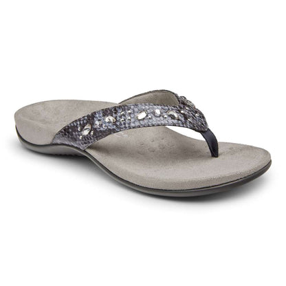 Lucia Toe Post Sandal - Slate Grey Snake