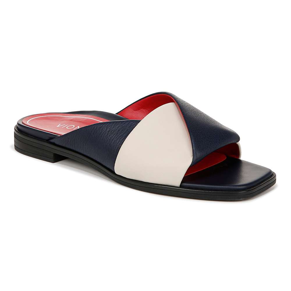 Miramar Slide Sandal - Navy/Cream