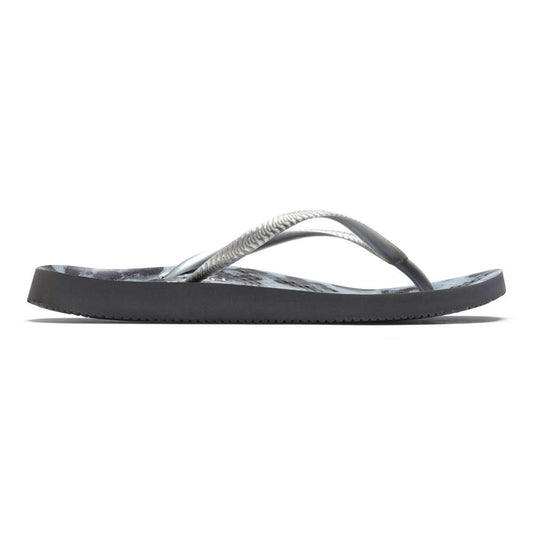 Noosa Print Toe Post Sandal - Black Silver Cheetah