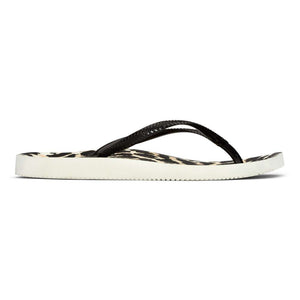 Noosa Print Toe Post Sandal - Black Leopard