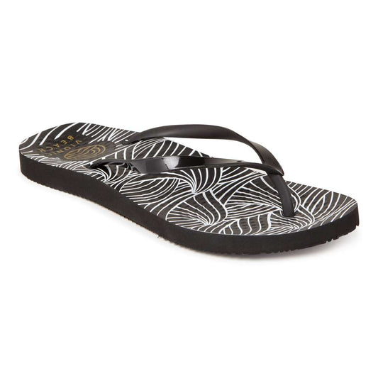 Noosa Print Toe Post Sandal - Wave Black