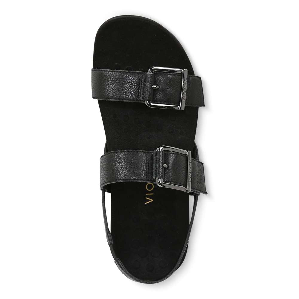 Reese Backstrap Sandal - Black Tumbled Leather