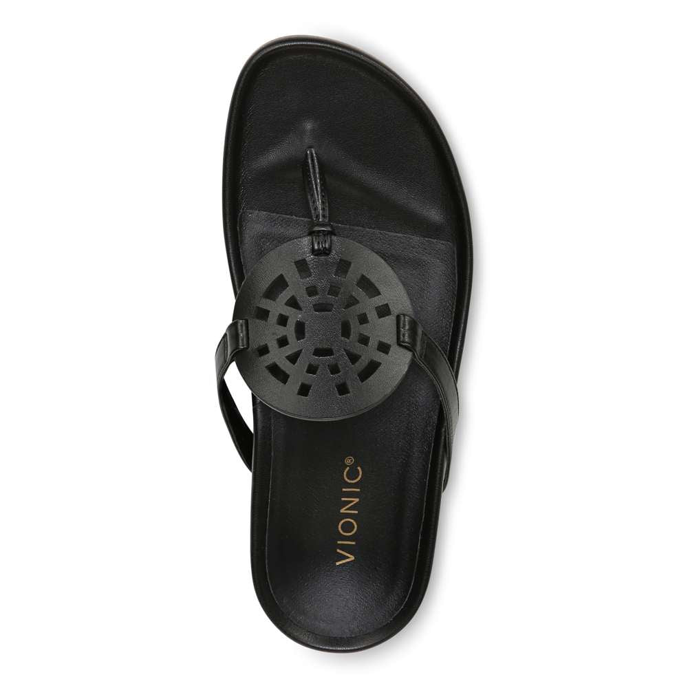 Solari Toe Post Sandal - Black Leather