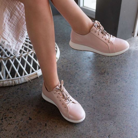 Lifestyle image for Athens Lace-Up Casual Sneaker - Dusty Pink
