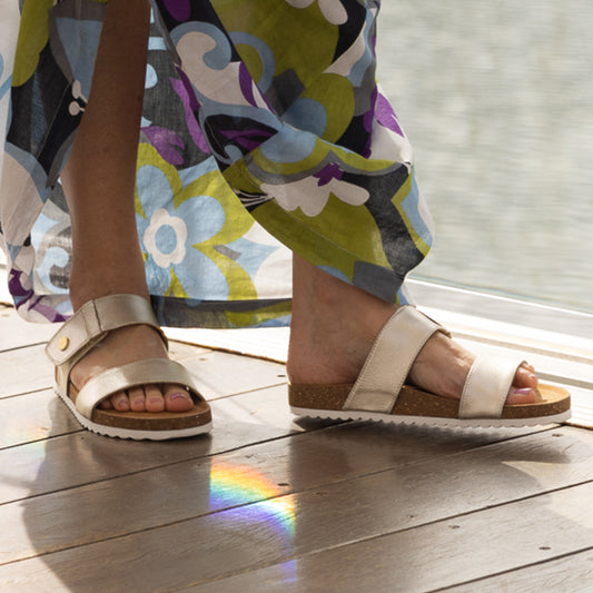 Lifestyle image for Branch Slide Sandal - Rose Gold