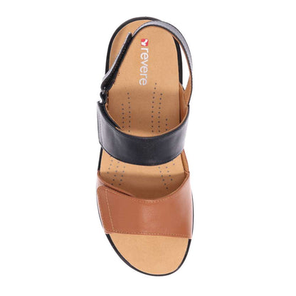 Como Adjustable Slingback Sandal - Black/Tan