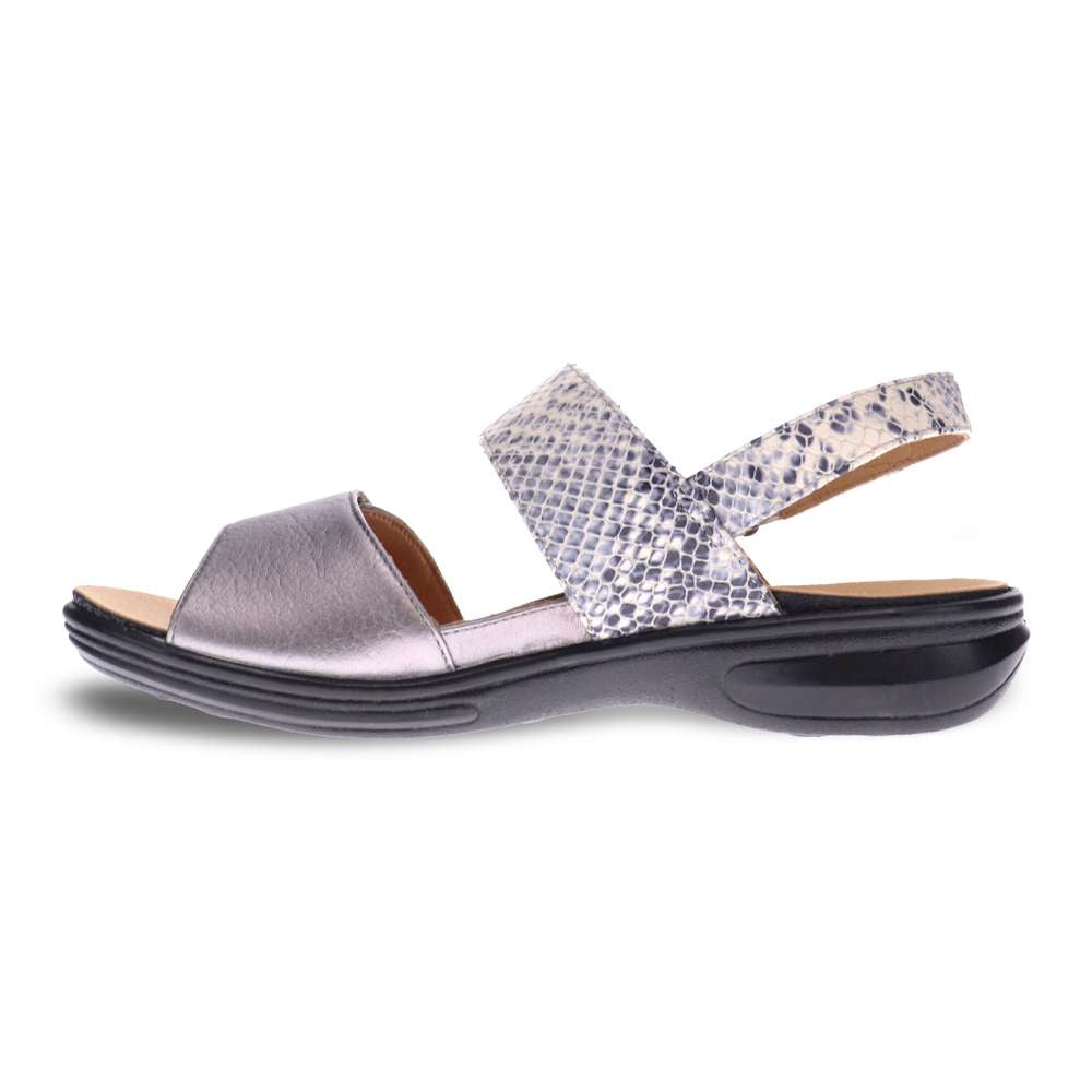 Como Adjustable Slingback Sandal - Gunmetal/Natural Snake