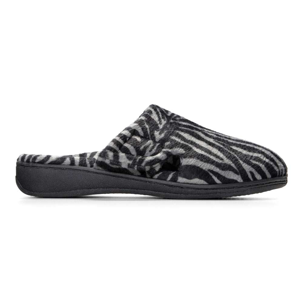 Gemma Mule Slipper - Dark Grey Zebra