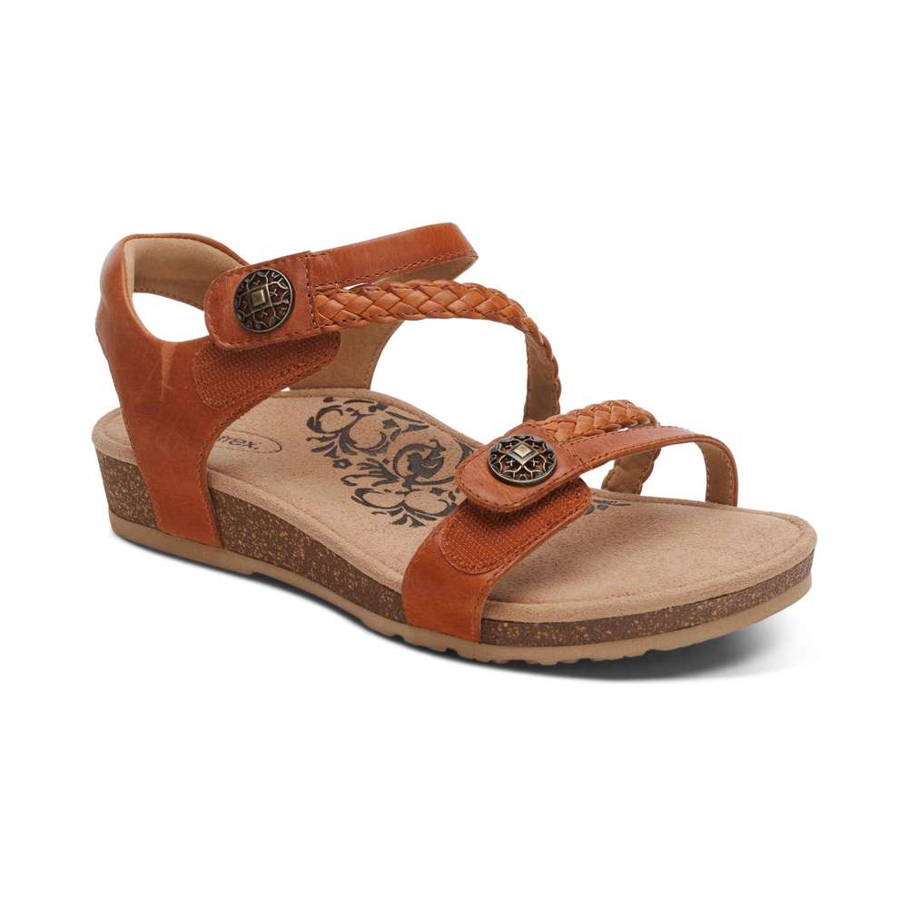 Jillian Braided Strap Sandal - Cognac