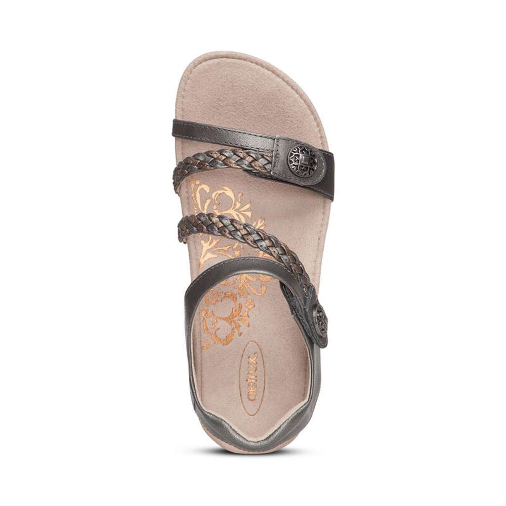 Jillian Braided Strap Sandal - Gunmetal