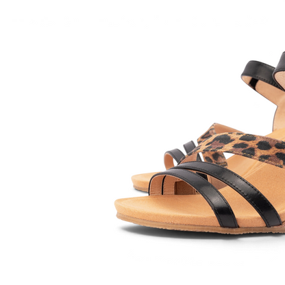 Lavinia Wedge - Black/Leopard Combo