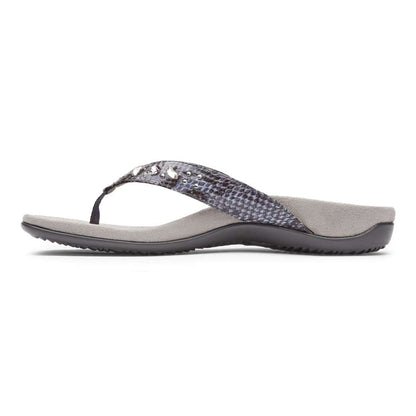Lucia Toe Post Sandal - Slate Grey Snake