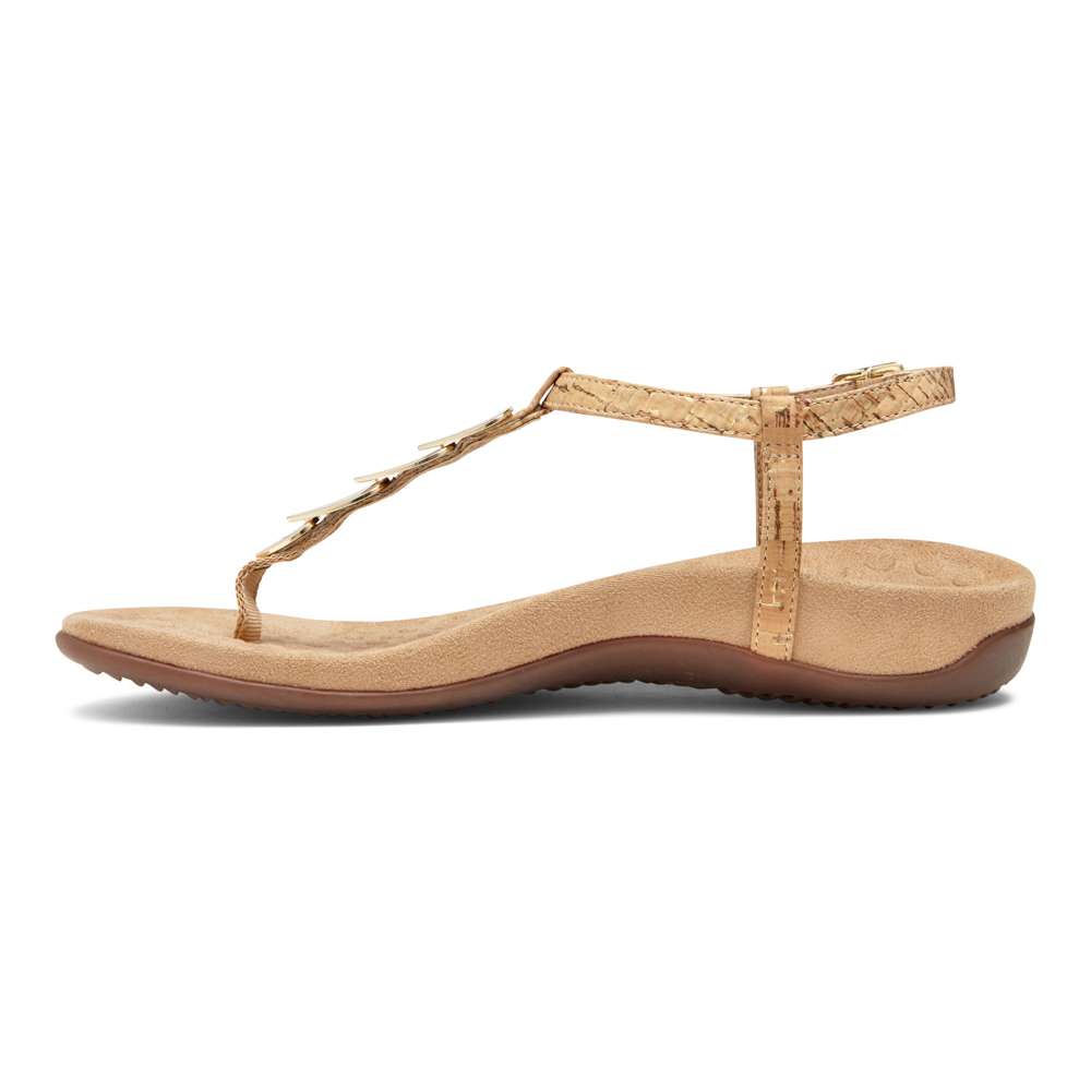Miami T-Strap Sandal - Gold Cork