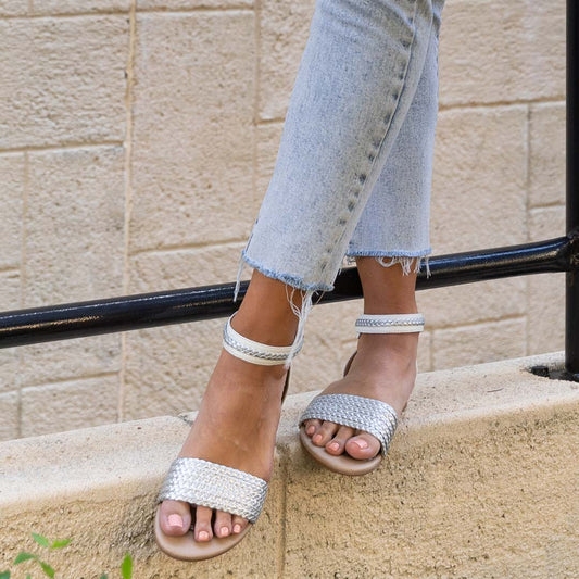 Lifestyle image for Moira Flat Sandal - Pearl White
