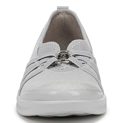 Niche Slip-On Casual Sneaker - Silver Shimmer Fabric