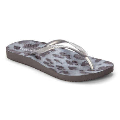 Noosa Print Toe Post Sandal - Black Cheeta Silver
