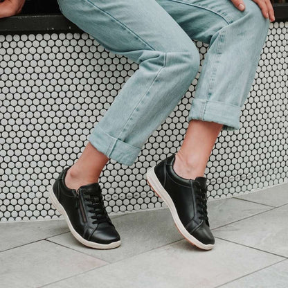 North Zip Casual Sneaker - Black Leather