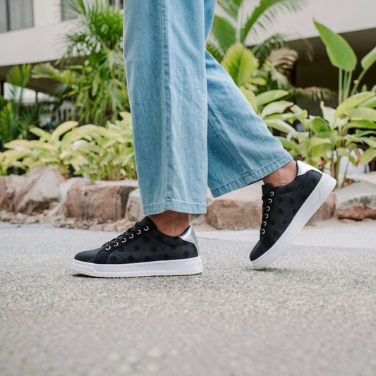 Lifestyle image for Paisley Floral Lace-Up Casual Sneaker - Black/Silver