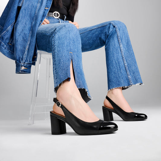 Lifestyle image for Sophie Slingback Pump - Black Leather