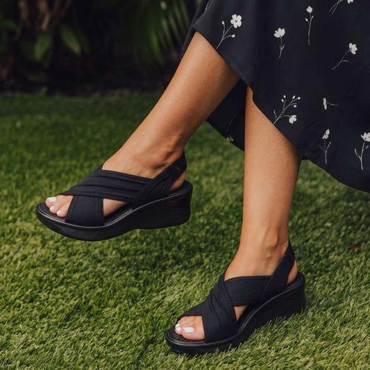 Lifestyle image for Sunset Wedge Sandal - Black
