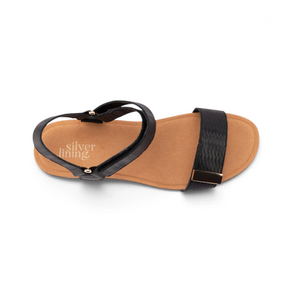 Utica Embossed Sandal - Black