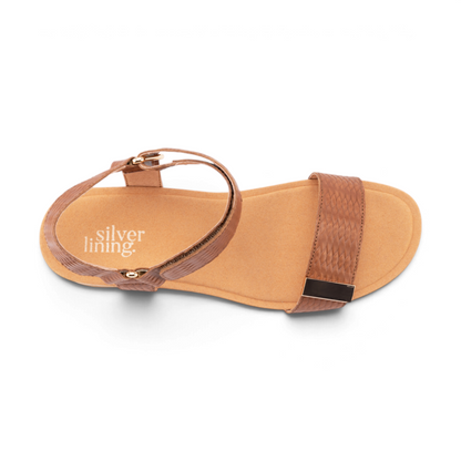 Utica Embossed Sandal - Caramel