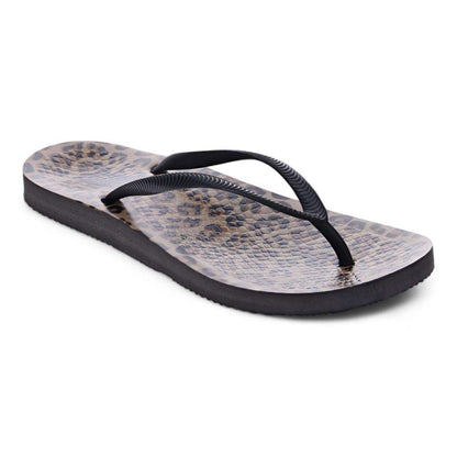 Venice Print Women's Toe Post Sandal - Black Leopard