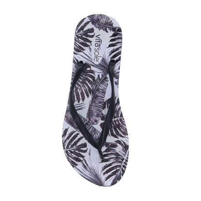 Venice Print Women's Toe Post Sandal - Palm Black