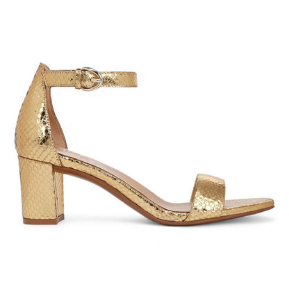 Vera Dress Sandal - Yellow Metallic Snake Print Leather