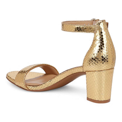 Vera Dress Sandal - Yellow Metallic Snake Print Leather